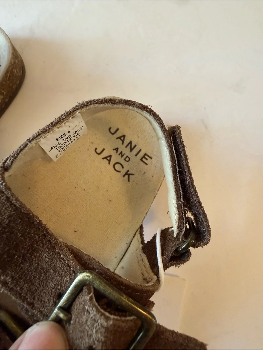 Janie and Jack Brown Suede Kids Buckle Sandals